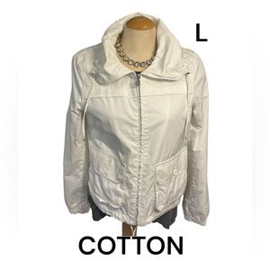 JACOB Light Jacket Size Large 2 Pockets Zip Up Spring Summer 100% Cotton